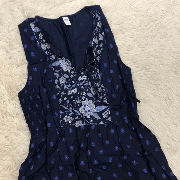 Old Navy Dresses & Skirts - Old Navy Solid Navy Blue Maxi Dress flower pattern